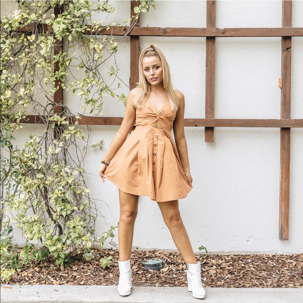 Boutique Mustard Yellow Dress with Peephole